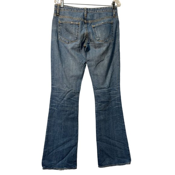 Paper Denim & Cloth Distressed Washed Blue Flare Jeans - Picture 3 of 5